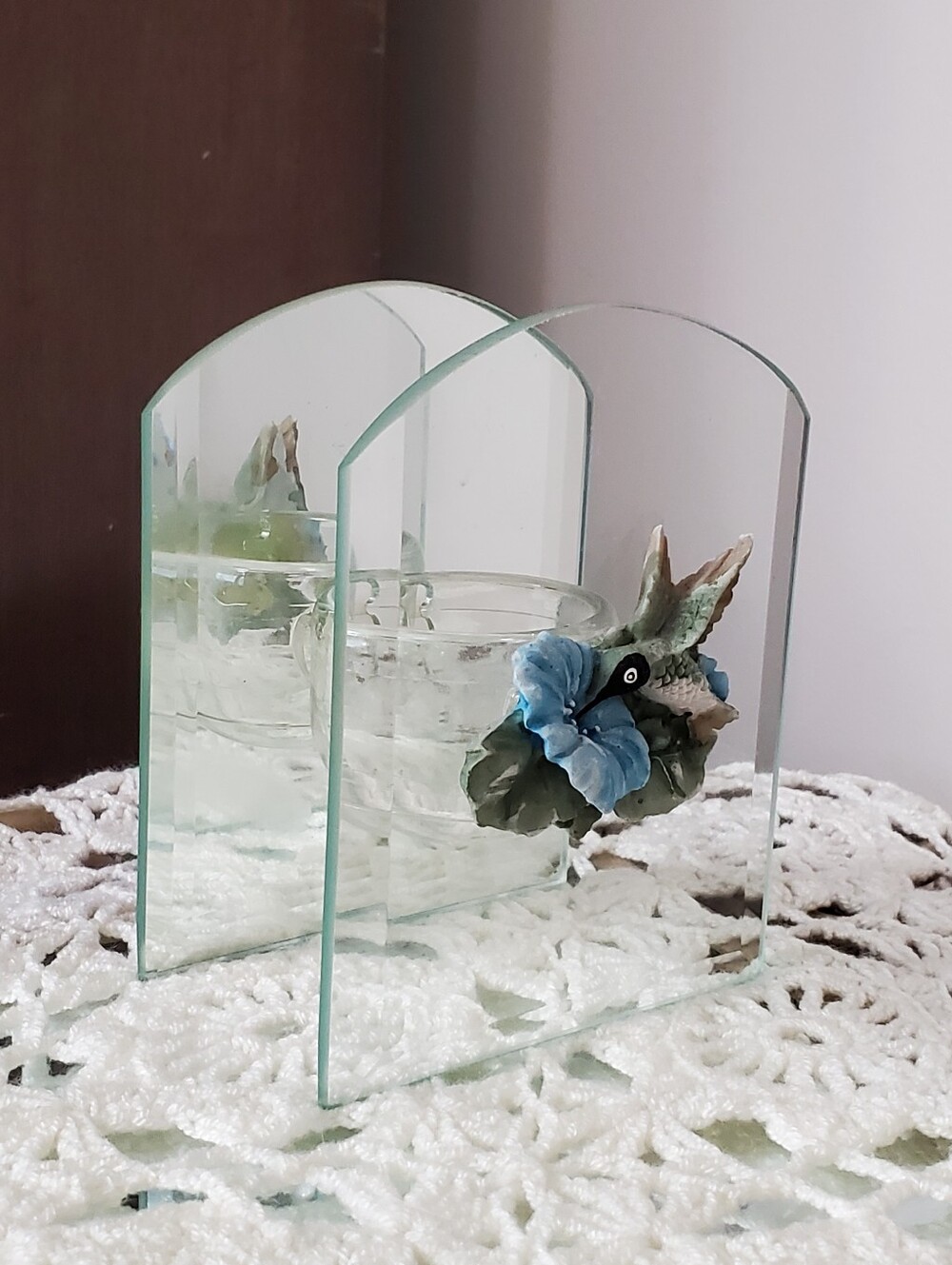 Hummingbird Glass Napkin Holder